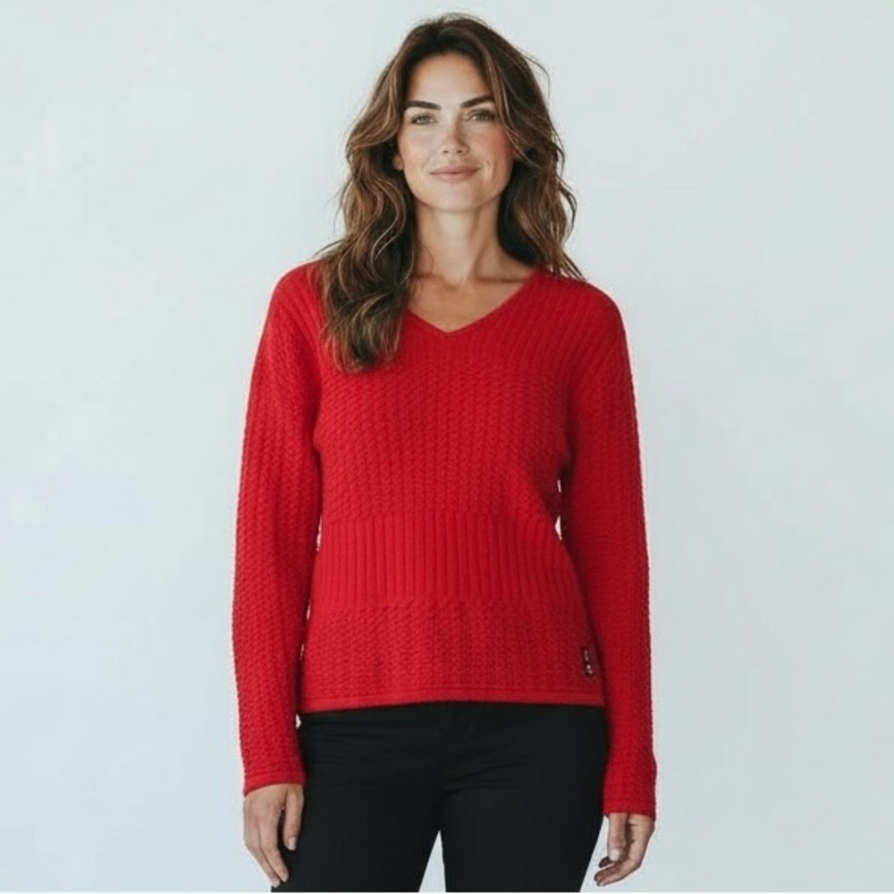 Versace Sport Woman’s Vibrant Red V-Neck Sweater